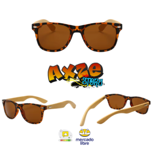 Lentes De Sol Wayfarer Bamboo Retro Carey Safari